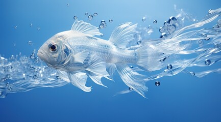Poster - fish water splash isolated on white or blue background