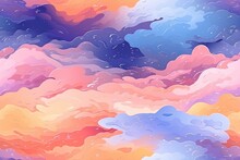 Sunset Clouds In Seamless Repeating Pattern