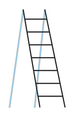 Poster - Wooden ladder flat line color isolated vector object. Folding step ladder. Editable clip art image on white background. Simple outline cartoon spot illustration for web design