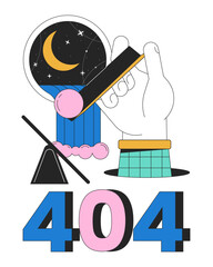 Fototapete - Surreal esoteric error 404 flash message. Drop ball on balance plank. Waterfall window. Empty state ui design. Page not found popup cartoon image. Vector flat illustration concept on white background