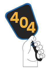 Fototapete - Hand holding vintage mirror error 404 flash message. Lost reflection. Dark mirror hand. Empty state ui design. Page not found popup cartoon image. Vector flat illustration concept on white background