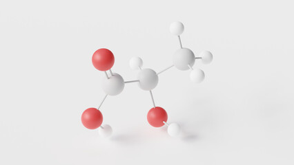 Poster - polylactic acid molecule 3d, molecular structure, ball and stick model, structural chemical formula thermoplastic polyester