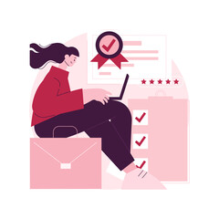 Poster - quality work abstract concept vector illustration. quality in a workplace, employee performance, exp