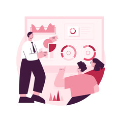 Poster - digital presentation abstract concept vector illustration. office online meeting, visual data repres