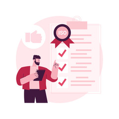 Poster - Standard for quality control abstract concept vector illustration. Quality standard control, international certification, material testing, scientific service, requirements abstract metaphor.