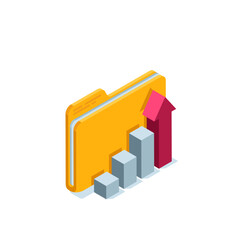 Wall Mural - isometric chart folder icon in color on white background, statistical data or financial analytics