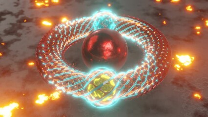 Poster - loop 3d animation. the movement of a plasma clot, a ball lightning inside a ring, a torus. the torus