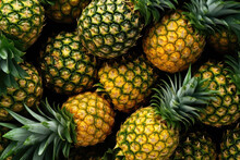 Pineapples Background. Fresh Fruits Pattern. Generative AI