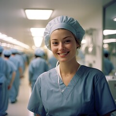 Wall Mural - Happy young woman as a doctor in the hospital