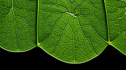 Texture of a green leaf close-up. Beautiful nature backdrop. Illustration for brochure, poster, cover, presentation or banner.