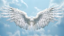 Illustration Of A White Angel Wings In The Sky