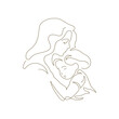 Family mother and little baby daughter hugging to each other love continuous line art logo vector