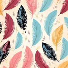 Simple Feathers Small Size, Basic Pattern Textured Background, Colorfull Small Pattern With Generative AI