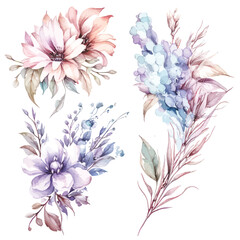  Soft Pastel Floral Clipart with Fairy Elements