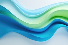 Abstract Green And Blue Swirl Wave Background. Flow Liquid Lines Design Element. Light Pastel Colors. Abstract Futuristic Background
