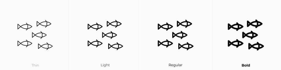 fishes icon. Thin, Light, Regular And Bold style design isolated on white background