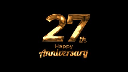 Wall Mural - Animated text happy anniversary  27th gold 4K, birthday, celebration, moment, gold moment