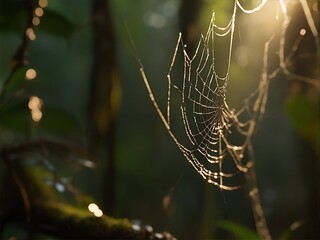 spider web with dew
