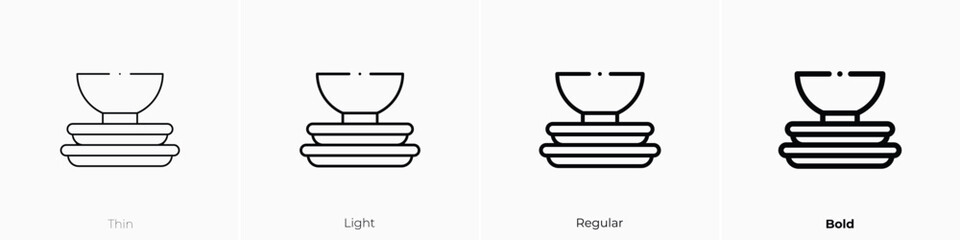 Wall Mural - dishes icon. Thin, Light, Regular And Bold style design isolated on white background