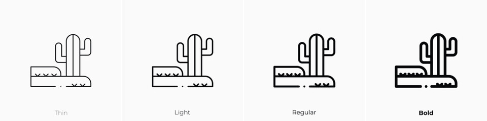 Wall Mural - cactus icon. Thin, Light, Regular And Bold style design isolated on white background