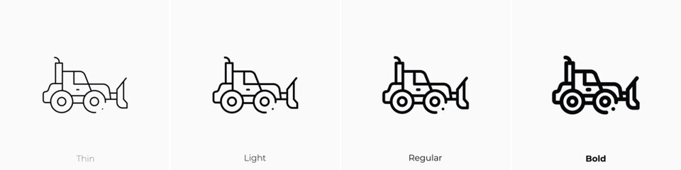 Wall Mural - bulldozer icon. Thin, Light, Regular And Bold style design isolated on white background