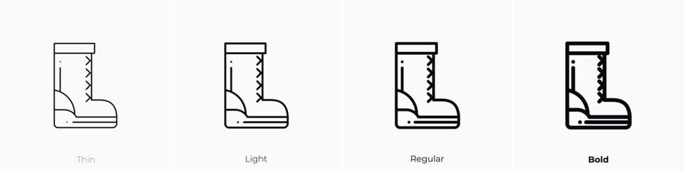 boot icon. Thin, Light, Regular And Bold style design isolated on white background