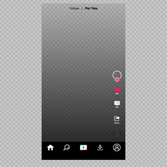 Aufkleber - TikTok interface with transparent background - Tiktok. Tik tok mobile App interface template on Apple iPhone mockup. Mockup page template. Editorial vector illustration