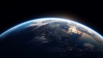 planet earth at night from afar. generative ai