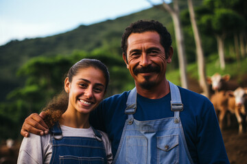 Colombian families. latam, farm, finca, colombian couples, family, animals and nature village houses. husband and wife, young couple, old happy people.