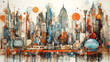 Modern City illustration with lots of  beautiful skyscrapers