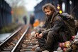 Poor homeless people visualized on a professional Stockphoto