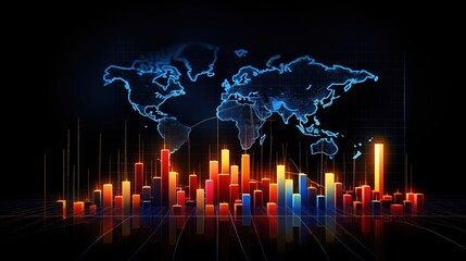 Poster - Stock market or forex trading, graph Market chart of business increase stock graph or investment financial data profit on growth money diagram background, generative ai