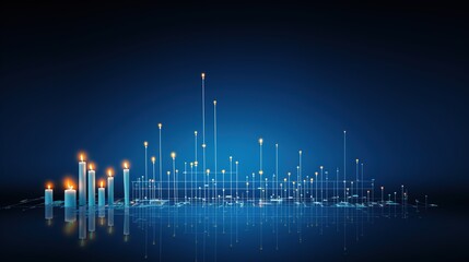 Poster - graph diagram and growth financial graphic report information on futuristic finance background with stock market economy, generative ai
