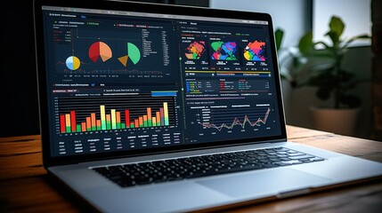Poster - Financial KPI Data Profits Dashboard On Computer with generative ai 