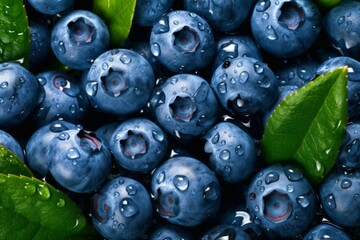 Wall Mural - Background of blueberries closeup. Seasonal harvest. AI generated, human enhanced