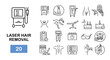 © Diana - Laser hair removal icons. Laser epilation line icons. 20 hair removal icons. Vector illustration