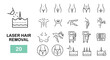 © Diana - Laser hair removal icons. Laser epilation line icons. Zone, figure, part. 20 hair removal icons. Vector illustration