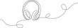 Continuous one line drawing of headphones. Vector illlustration