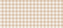 Gingham Seamless Pattern. Beige And White Vichy Background Texture. Checkered Tweed Plaid Repeating Wallpaper. Natural Nude Fabric And Textile Swatch Design. Vector Backdrop 