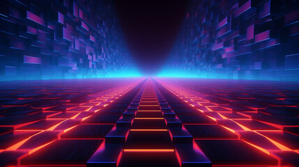 Wall Mural - Futuristic cyberspace backgrounds in neon colors. Neon and futuristic maps and roads. Futuristic spaces.