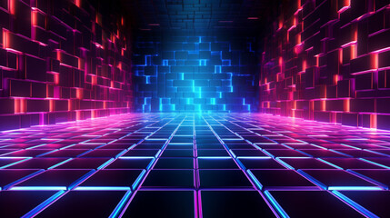 Wall Mural - futuristic cyberspace backgrounds in neon colors. neon and futuristic maps and roads. futuristic spa