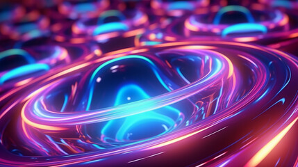 Wall Mural - Futuristic cyberspace backgrounds in neon colors. Neon and futuristic maps and roads. Futuristic spaces.