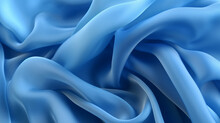 Light Blue Gauze Fabric Background With Fluid Shapes And Movement.
