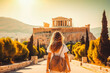 Athens Greece travel destination. tourist walking in city. Tour tourism exploring.