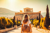 Athens Greece travel destination. tourist walking in city. Tour tourism exploring.