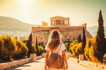 athens greece travel destination. tourist walking in city. tour tourism exploring.