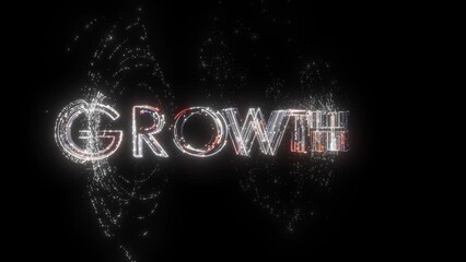 Abstract, letter and growth on black background for advertising, text and marketing mockup. Space, message and growing, innovation or development announcement, display or neon template isolated