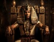 Illustration of Pharaoh of Anciet Egypt Sitting on His Throne from the Biblical story of Joseph