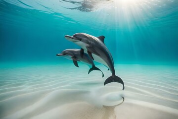 Wall Mural - dolphin jumping in the water generated by AI tool