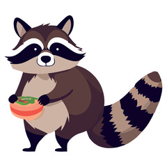 Poster - Cute raccoon with striped tail